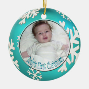 PixDezines Snowflakes Baby's First Christmas Ceramic Tree Decoration