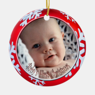 PixDezines Snowflakes Baby's First Christmas Ceramic Tree Decoration
