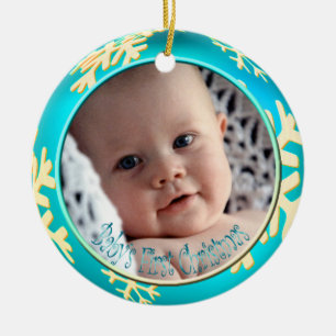 PixDezines Snowflakes Baby's First Christmas Ceramic Tree Decoration