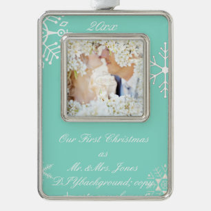 PixDezines Snowflakes Mr Mrs Christmas/DIY colour Silver Plated Framed Ornament