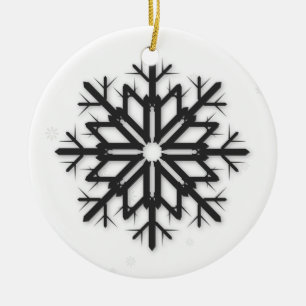 PixDezines Snowflakes White + Black Ceramic Tree Decoration