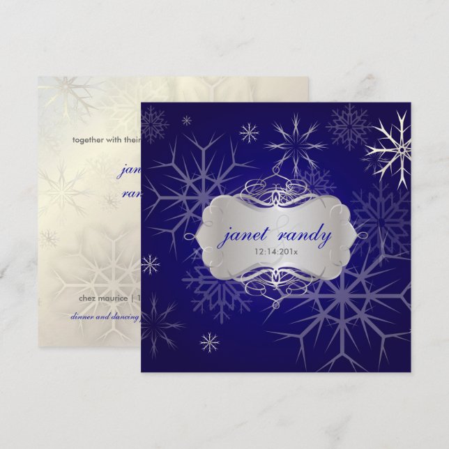 PixDezines SNOWFLAKES/WINTER WEDDING/DIY INDIGO Invitation (Front/Back)