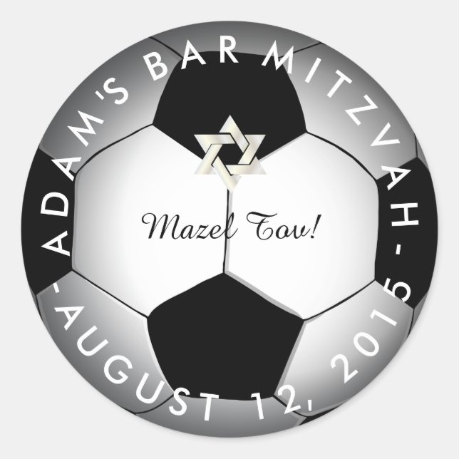 PixDezines Soccer Mitzvah Classic Round Sticker (Front)