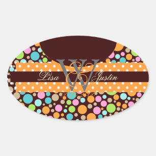 PIxDezines Sorbet Dots/DIY background colour! Oval Sticker