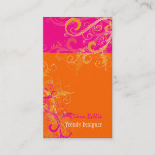PixDezines Sorbet Swirls /Pink+Tangerine Business Card