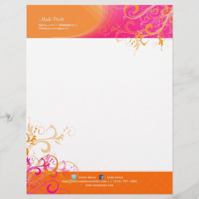 PixDezines Sorbet Swirls+removable art deco rings Letterhead Template (Front)