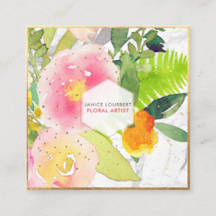 PixDezines SPRING BOUQUET/WATERCOLOR/FLORAL Square Business Card