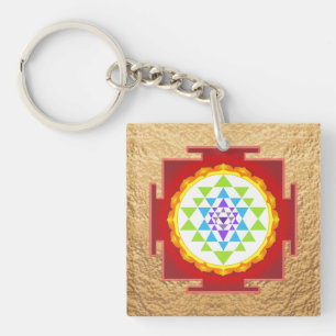 PixDezines Sri Yantra, chakra Clearing colourful Key Ring