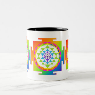 PixDezines Sri Yantra Chakra Clearing/DIY bckgrnd Two-Tone Coffee Mug