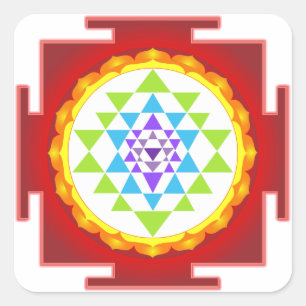 PixDezines Sri Yantra/Chakra Clearing/Focus Point Square Sticker