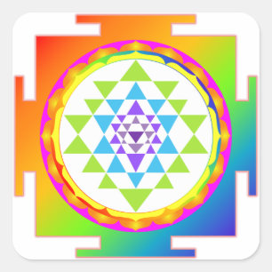 PixDezines Sri Yantra/Chakra Clearing/Rainbow Square Sticker