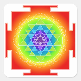 PixDezines Sri Yantra/Chakra/Meditation/Rainbow Square Sticker
