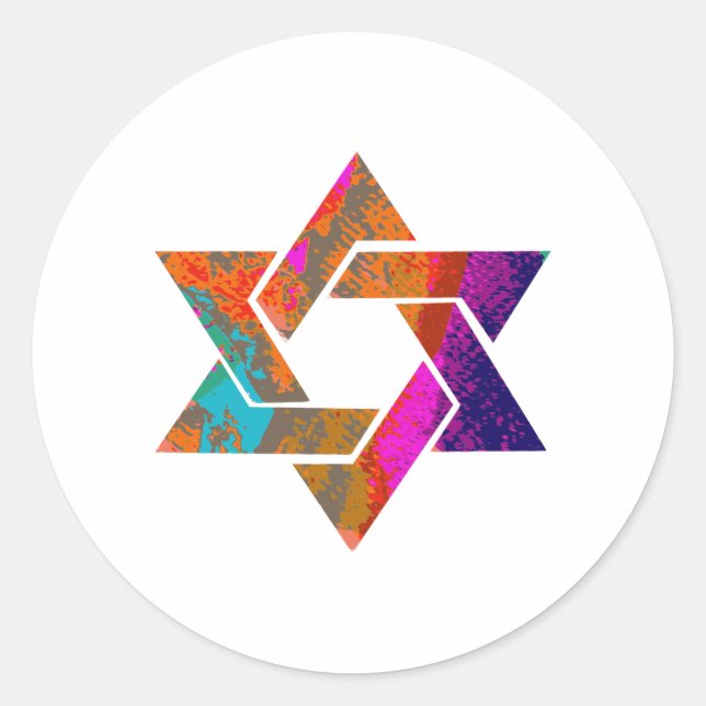 PixDezines star of david/grunge/DIY background Classic Round Sticker (Front)