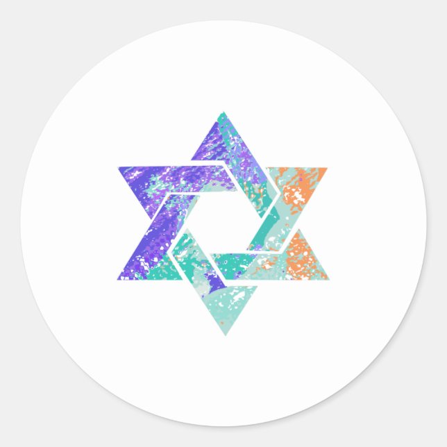 PixDezines star of david/grunge/DIY background Classic Round Sticker (Front)