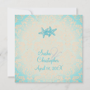 PixDezines Starfish + damask Invitations