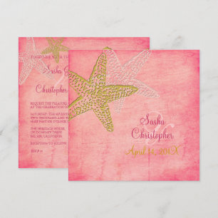 PixDezines STARFISH/PINK SAND/INVITATIONS Invitation