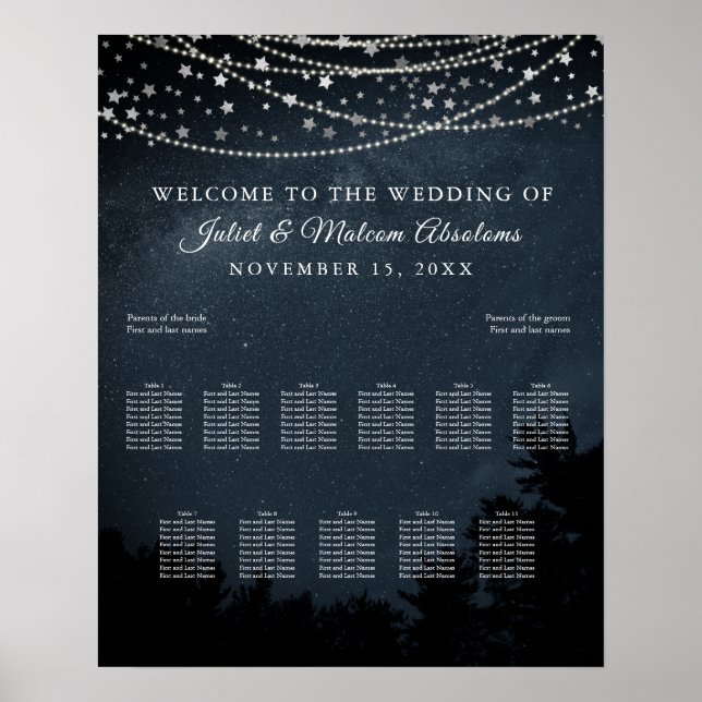 PixDezines Stars+Light Strings Seating Chart (Front)