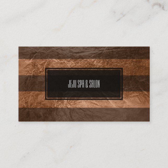 PixDezines stripes/black/faux copper foil Business Card (Front)