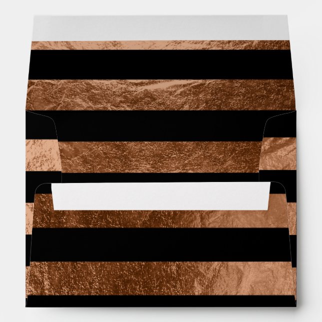 PixDezines stripes black+faux copper liner Envelopes (Back (Bottom))