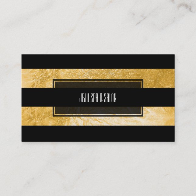 PixDezines stripes/black/faux gold foil Business Card (Front)