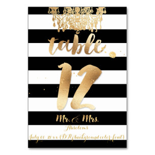 PixDezines Stripes/Chandelier/Faux Gold/Table 12 Table Number