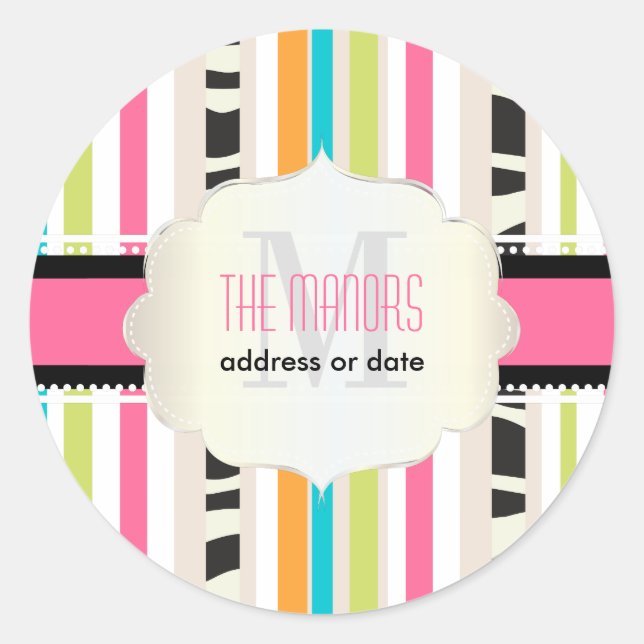 PixDezines stripes/Christmas/DIY colours Classic Round Sticker (Front)