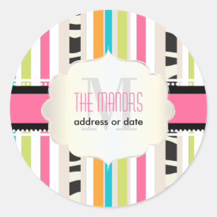 PixDezines stripes/Christmas/DIY colours Classic Round Sticker