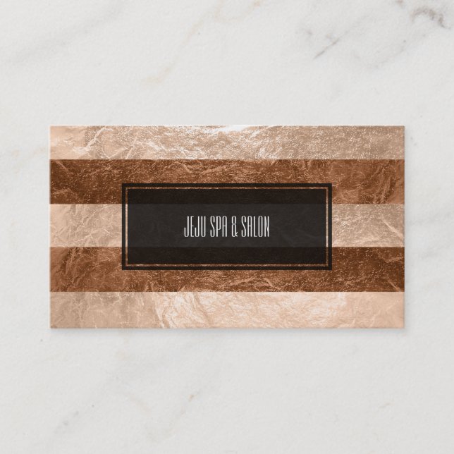 PixDezines stripes/faux foil/champagne Business Card (Front)
