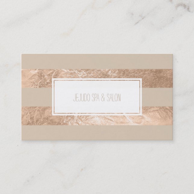 PixDezines stripes/faux pink champagne foil Business Card (Front)