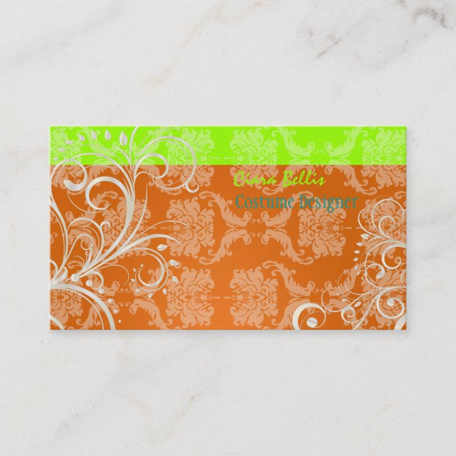 PixDezines Stylish Pear Swirls Business Card (Front)