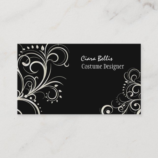 PixDezines Stylish Pear Swirls Business Card (Front)