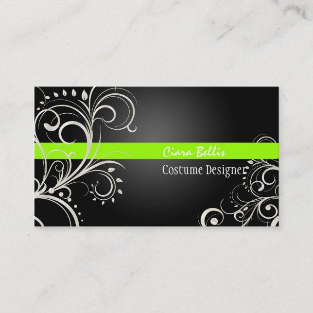 PixDezines Stylish Pearl Swirls Business Card (Front)
