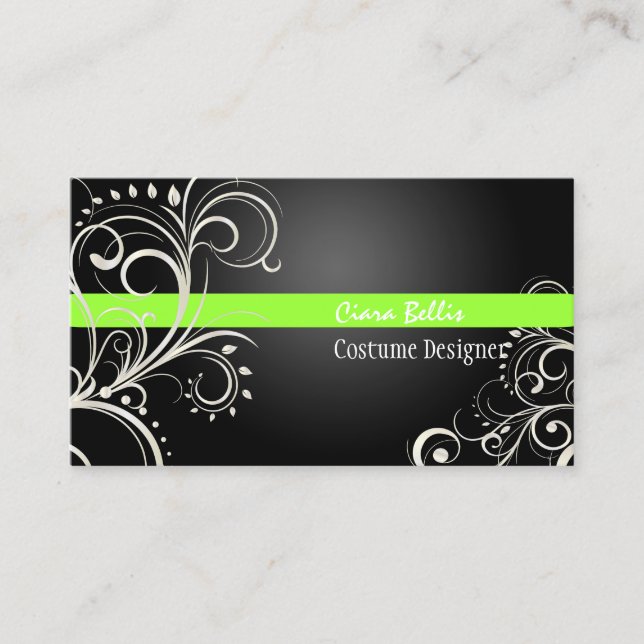 PixDezines Stylish Pearl Swirls Business Card (Front)