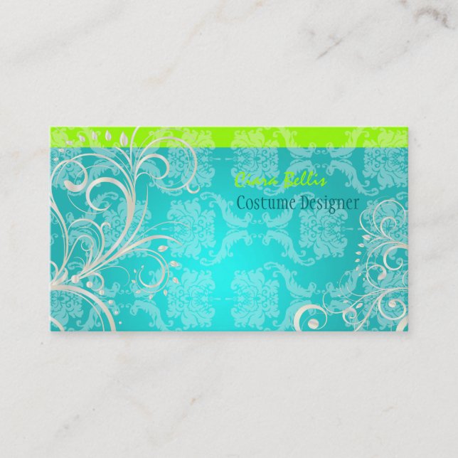 PixDezines Stylish Pearl Swirls Business Card (Front)