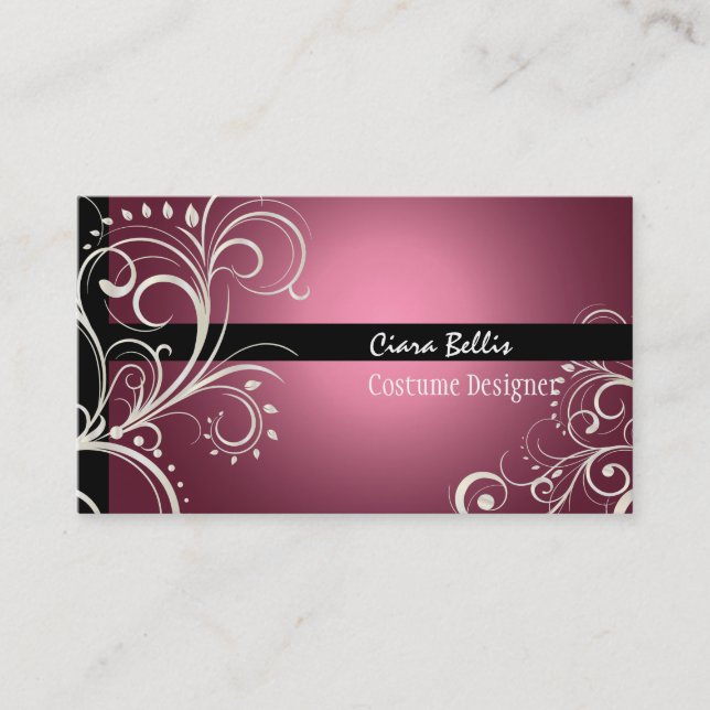 PixDezines Stylish Pearl Swirls+pink mauve Business Card (Front)