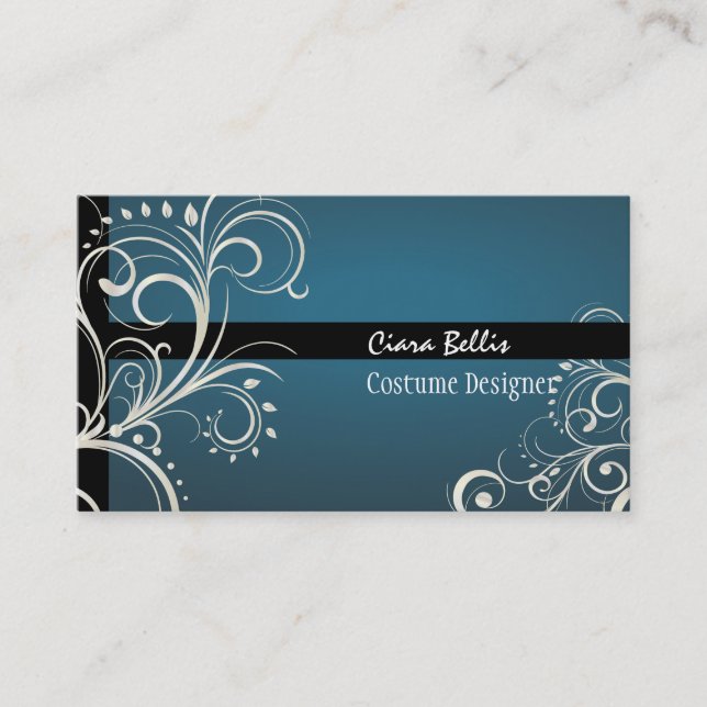 PixDezines Stylish Pearl Swirls+teal Business Card (Front)