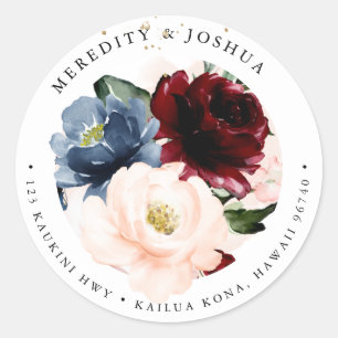 PixDezines Sublime Dusty Blue Blush Burgundy Classic Round Sticker