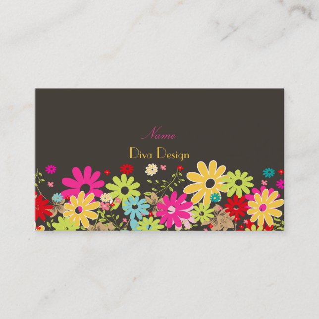 PixDezines Summer Blooms/diy background colour Business Card (Front)