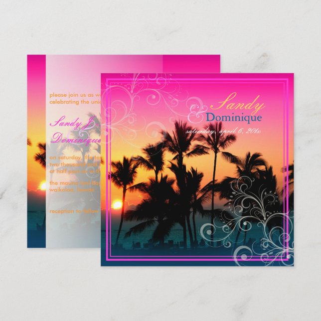 PixDezines sunset at A-Bay/hawaii Invitation (Front/Back)
