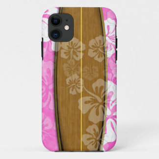 PixDezines surf board+hibiscus/diy background iPhone 11 Case