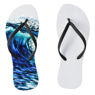 PixDezines Surfs Up Hawaiian Waves Flip Flops