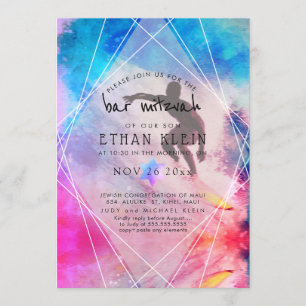 PixDezines Surfs Up/Surfer/Beach Bar Mitzvah Invitation