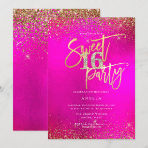 PixDezines Sweet 16 Diamond Glitters Watercolor Invitation