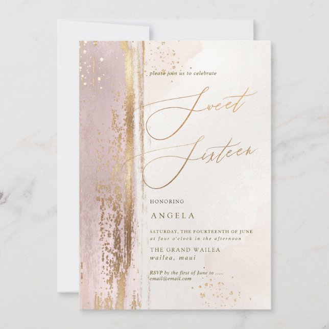 PixDezines Sweet 16 H2 Blush Pink Washed  Invitation (Front)