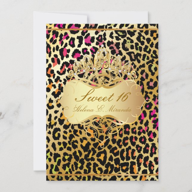 PixDezines Sweet 16/ princess/leopard Invitation (Front)