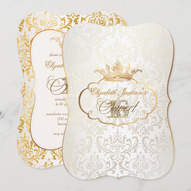 PixDezines Sweet 16/princess/rossi damask Invitation (Front/Back)