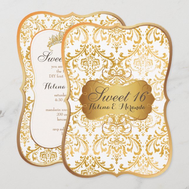 PixDezines Sweet 16/princess/rossi damask Invitation (Front/Back)
