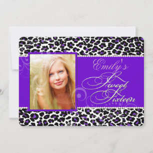 PixDezines sweet 16/purple leopard Invitation