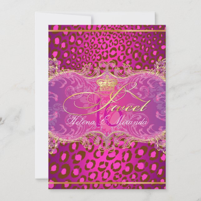 PixDezines Sweet 16Magenta leopard/DIY colour!! Invitation (Front)