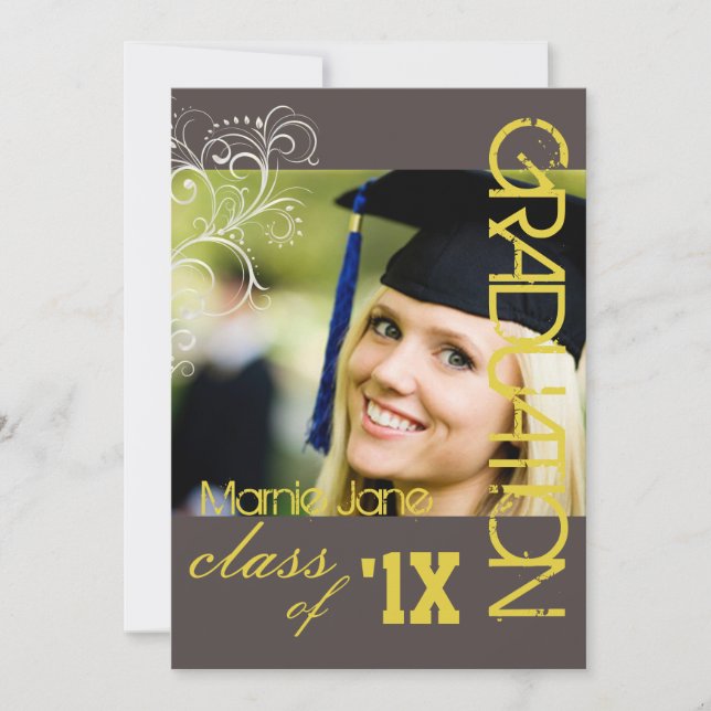 PixDezines Swirls, 2011 Graduation, Custom Colour Invitation (Front)